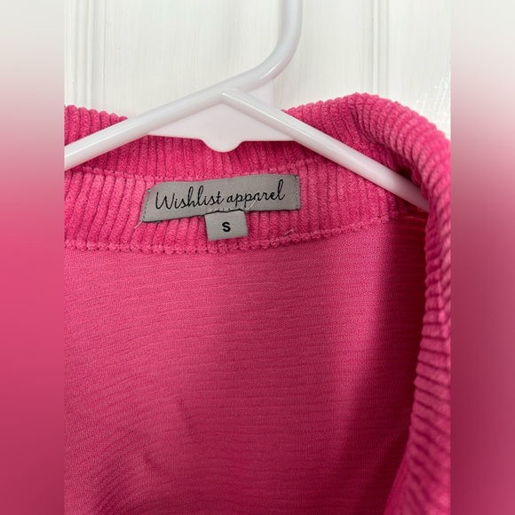 NWOT Wishlist Apparel hot pink (hibiscus) cropped corduroy button up size small - Picture 16 of 16
